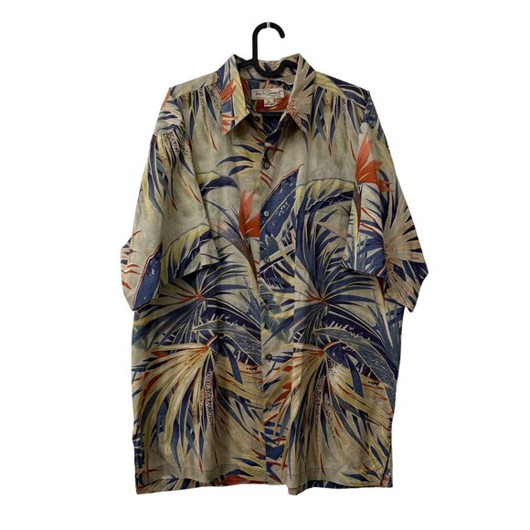 Tori Richard Cotton Lawn Hawaiian Botanical Tropical Short Sleeve Button Shirt L - Picture 1 of 5